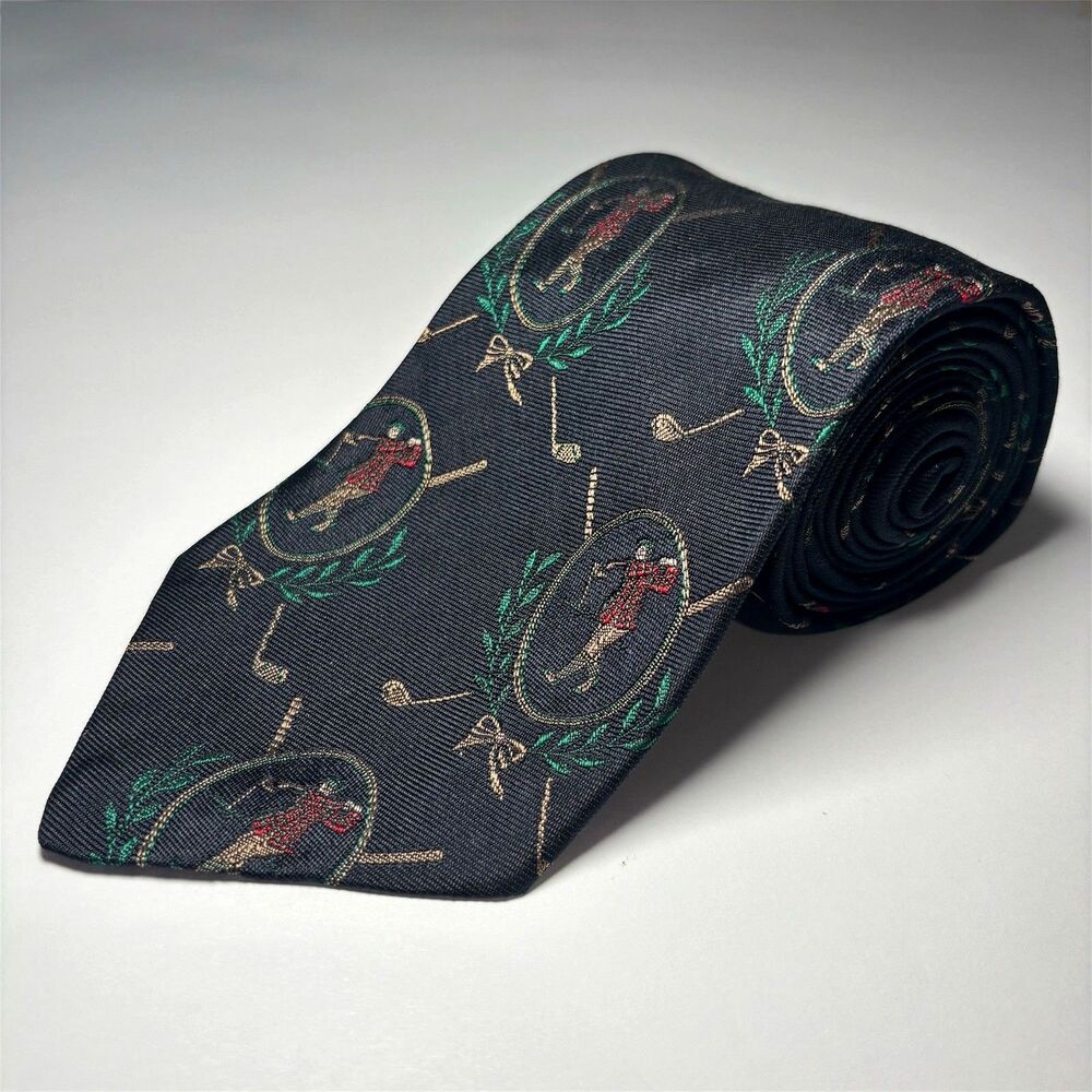 Brooks Brothers Golfer %100 Silk Makers & Merchants‎ Navy Men's Neck Tie VTG